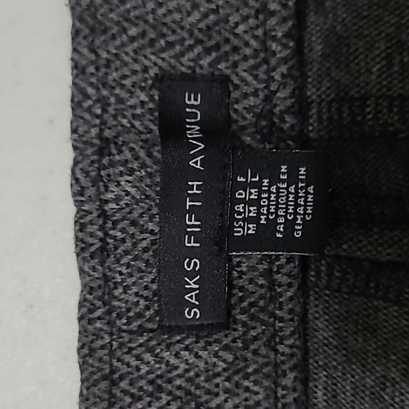 Saks Fifth Avenue Charcoal Grey Herringbone Patterned Pullon Pants size Medium - Picture 3 of 7